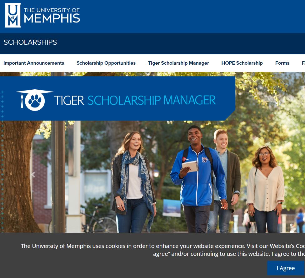 University of Memphis Scholarships homepage